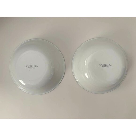 CORELLE MYSTIC GRAY Set Of 2 Cereal Soup Bowls White w/Gray Trim - Picture 3 of 4